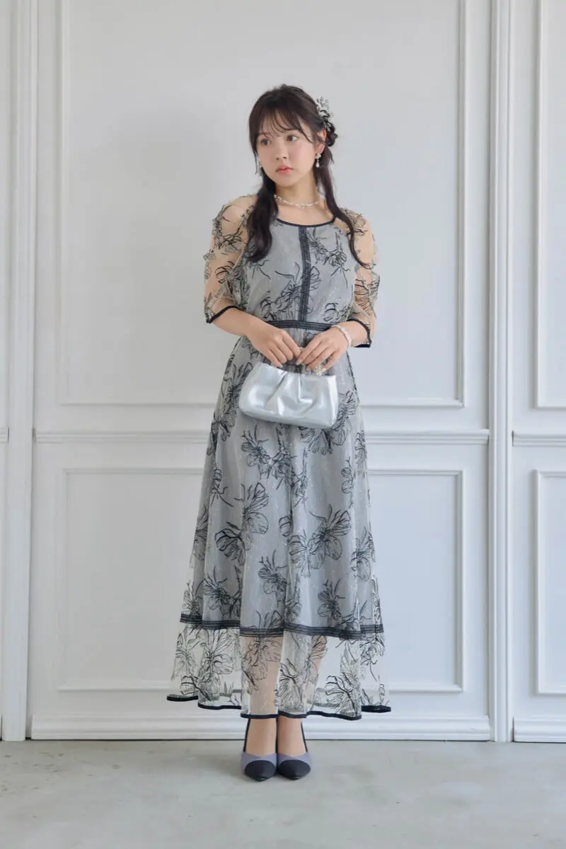 グレー オケージョンドレス　Dorry Doll Dorry Doll 【ドレス2点SET】ドリードール ボレロレイヤードレース