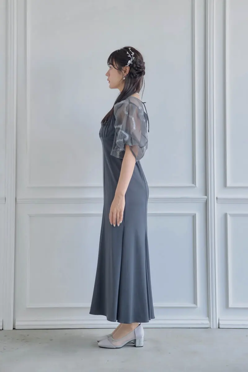 グレーのグラフィティスリーブドレス | LE' RURE | M | 結婚式