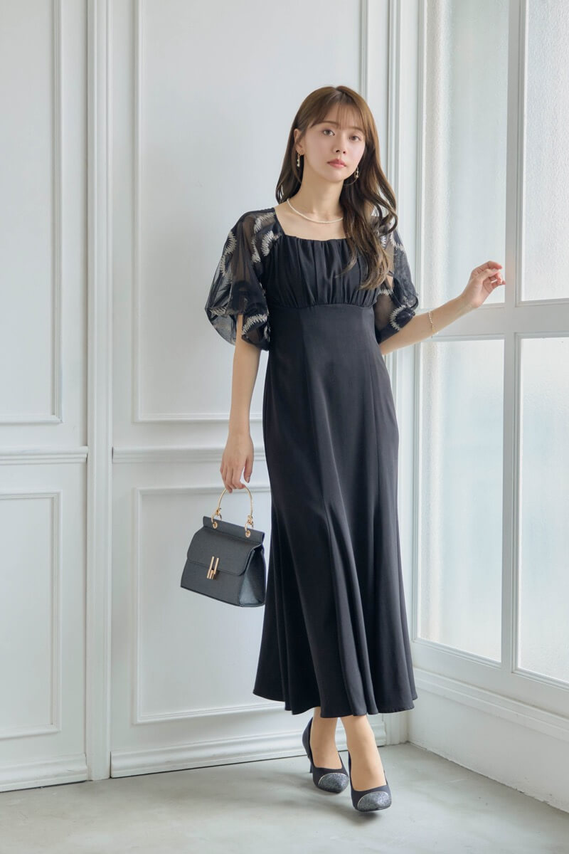 ブラックのグラフィティスリーブドレスの商品画像10