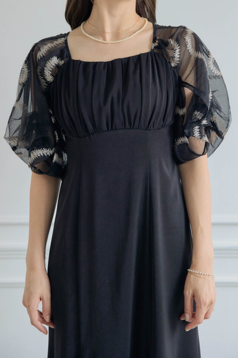 ブラックのグラフィティスリーブドレスの商品画像5