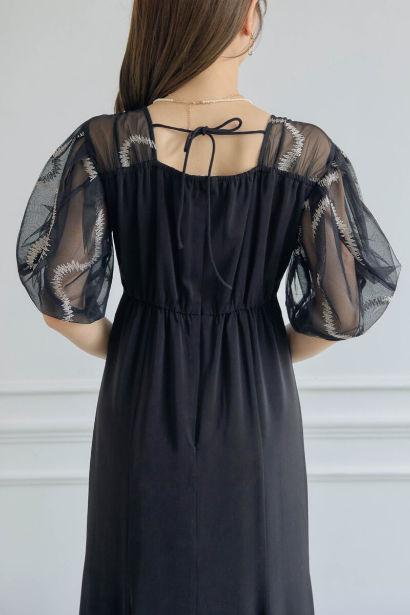 ブラックのグラフィティスリーブドレスの商品画像6