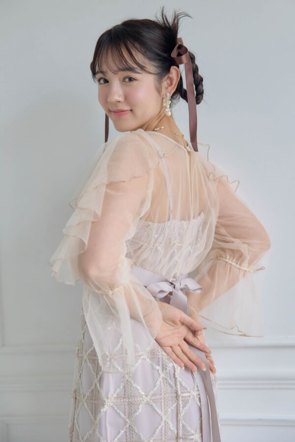 ピンクのボレロ付きチェックレースドレス | Dorry doll | M | A-3031