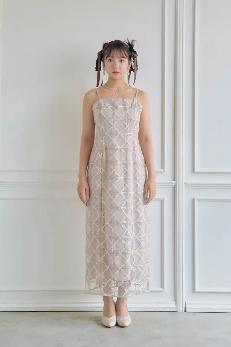 ピンクのボレロ付きチェックレースドレス | Dorry doll | M | 結婚式