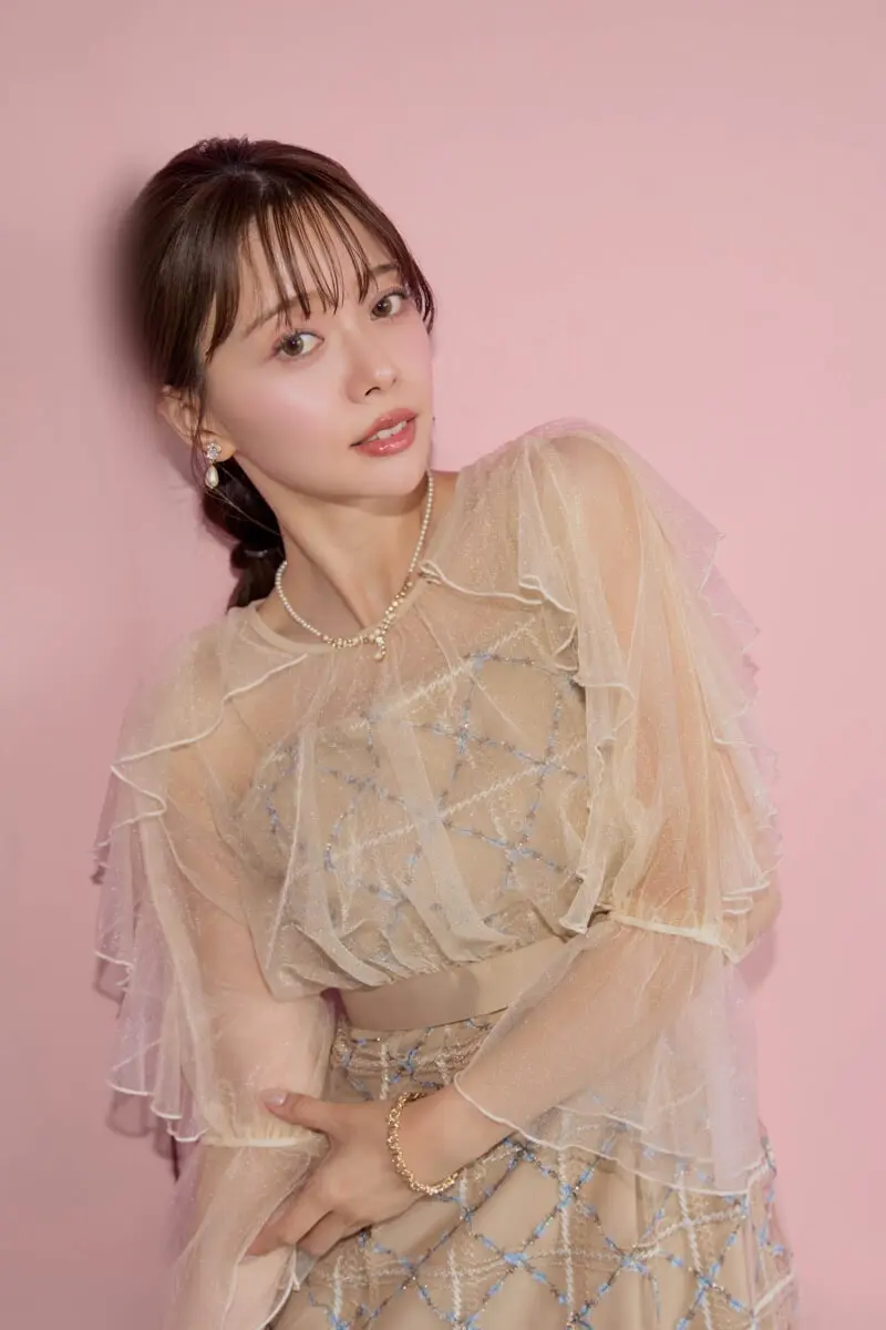 ベージュのボレロ付きチェックレースドレス | Dorry doll | M | 結婚式