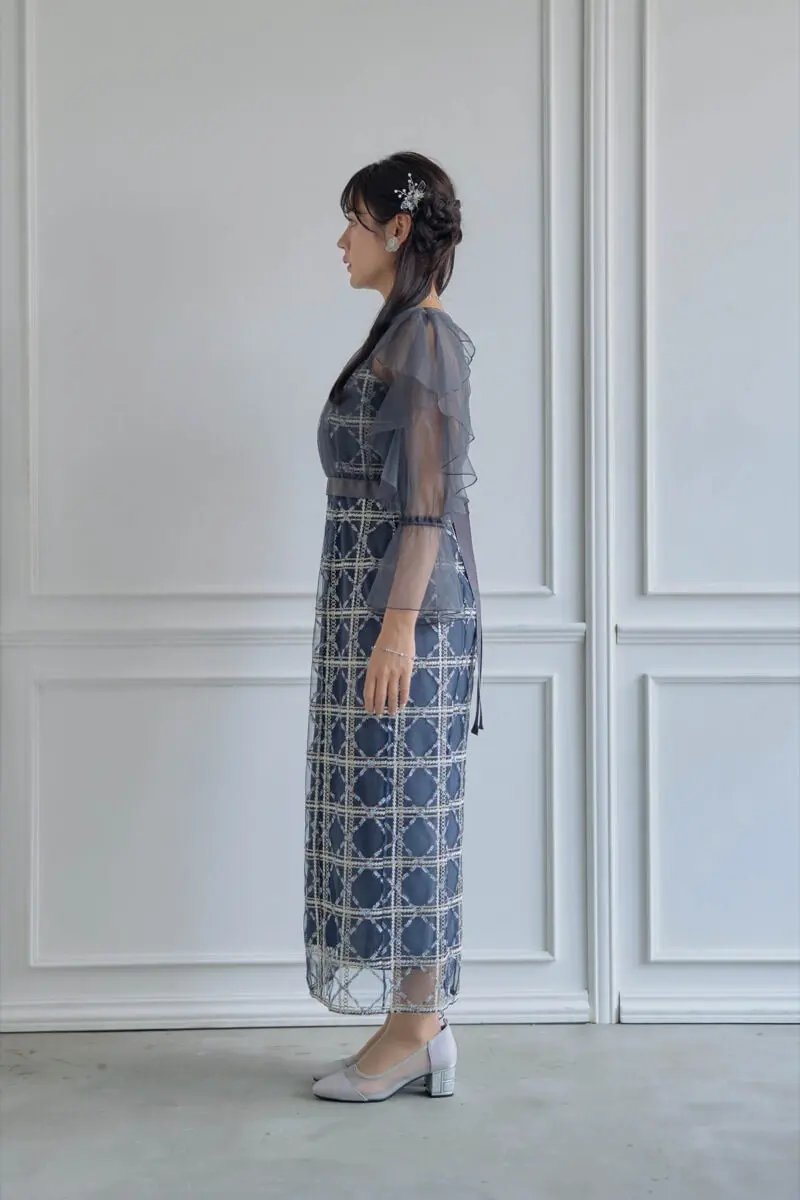 ★ 【 Dorry Doll 】 ボレロレイヤードレースドレス ブルー M ★ ☆新品☆訳あり☆ドリードール ボレロレイヤーレースドレ ブルー M