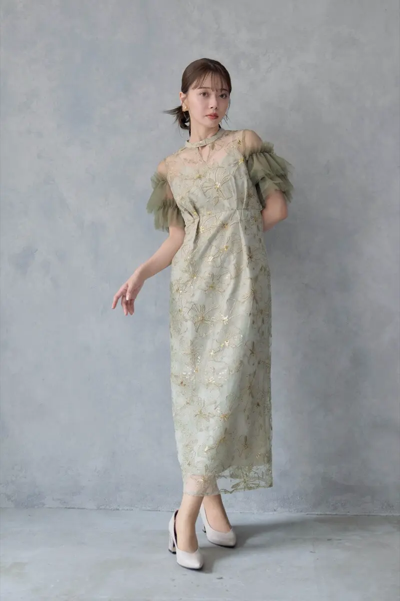 ANDRESD チュール スパンコール 刺繍レースドレス ANDRESD ドレス