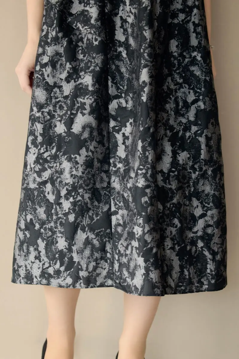 グレーのバブルスリーブジャガードドレス | ANDRESD | L～マタニティ