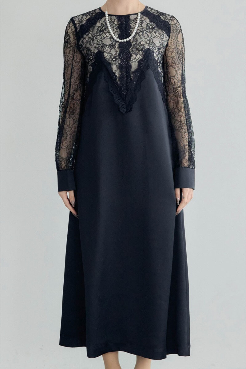ブラックのフロントデザインレースドレスの商品画像10