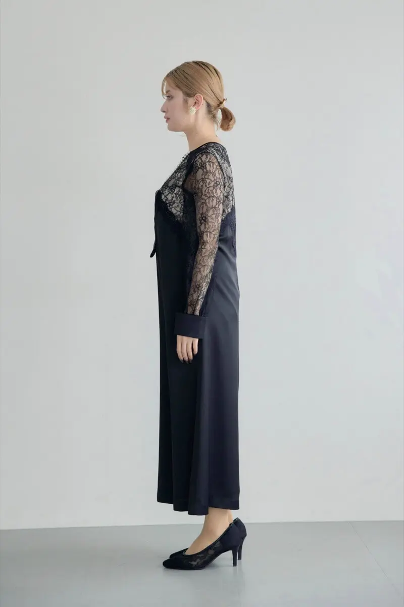 ブラックのフロントデザインレースドレス | Callarus | M | 結婚式