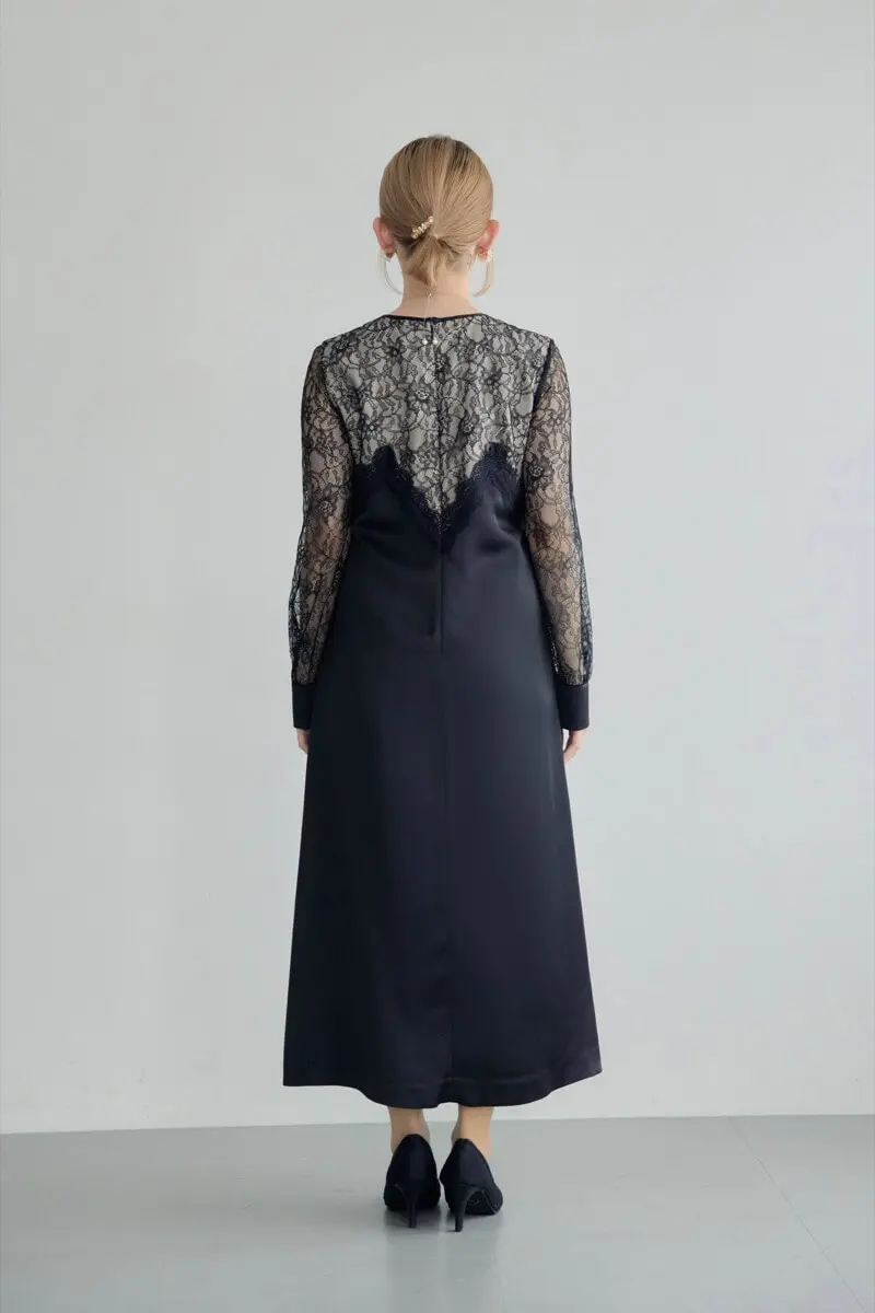 ブラックのフロントデザインレースドレス | Callarus | M | 結婚式