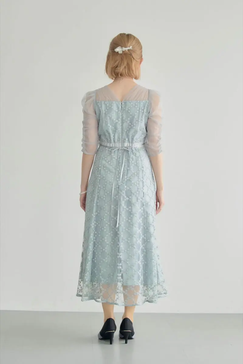 グレーのダイヤフラワーレースドレス | Dorry doll | M | 結婚式