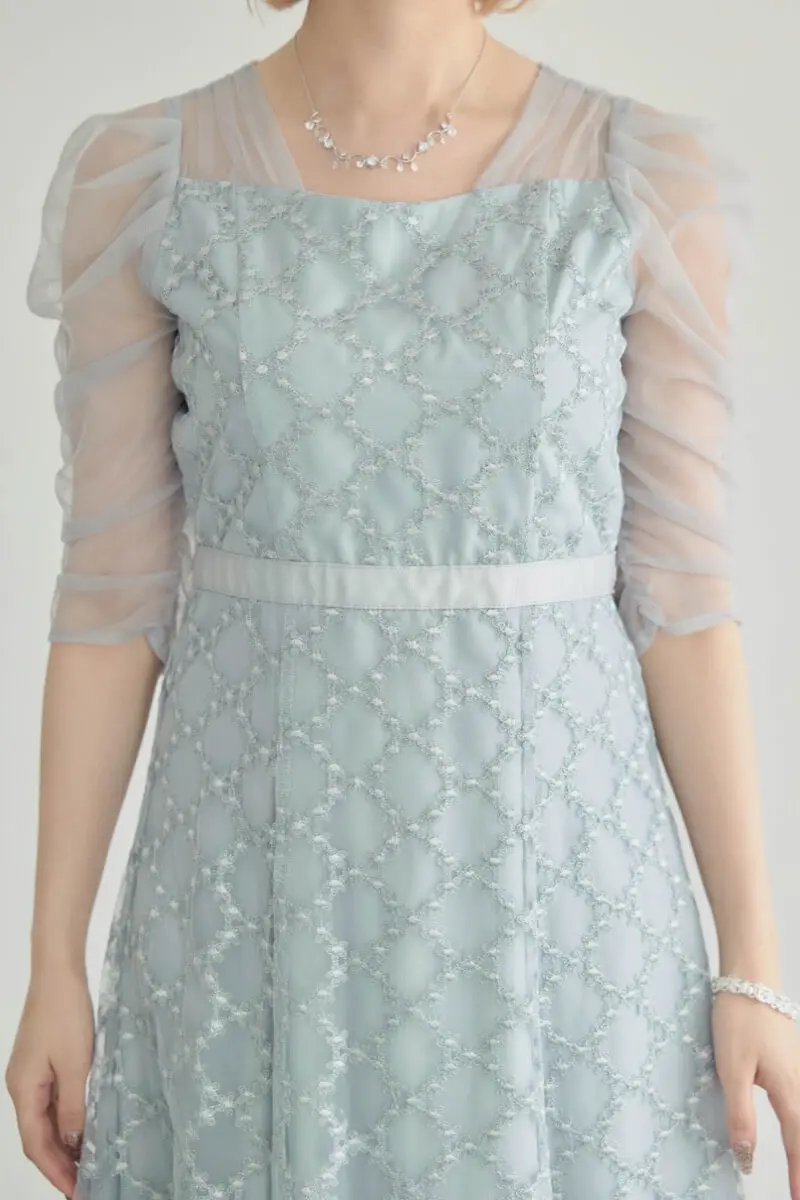 グレーのダイヤフラワーレースドレス | Dorry doll | M | 結婚式