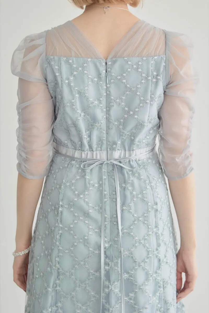 グレーのダイヤフラワーレースドレス | Dorry doll | M | 結婚式