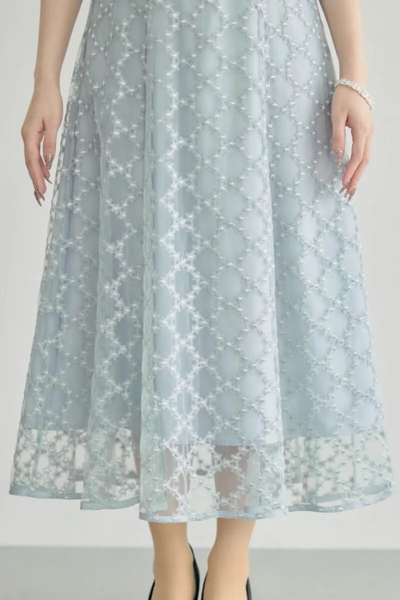 新品　ドリードール　ダイヤフラワーレースドレス 結婚式　お呼ばれ　グレー ダイヤフラワーレースドレス 結婚式お呼ばれオケージョンドレス