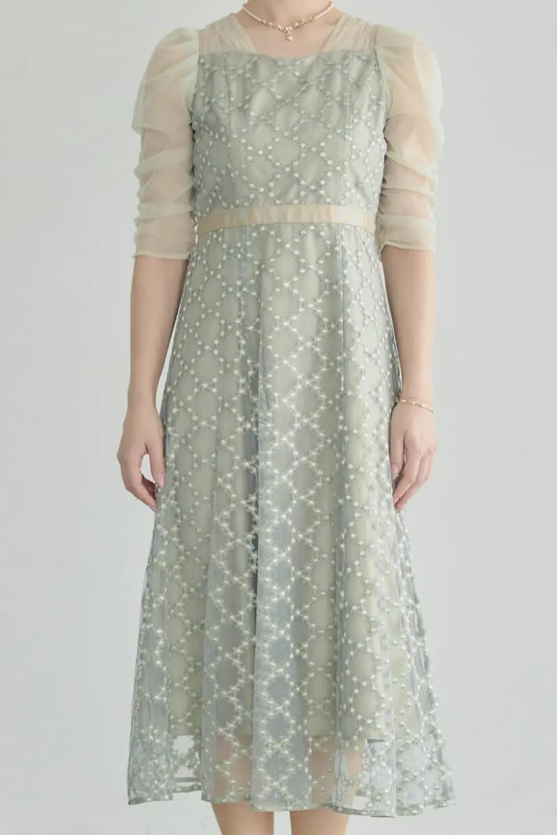 グリーンのダイヤフラワーレースドレス | Dorry doll | M | 結婚式