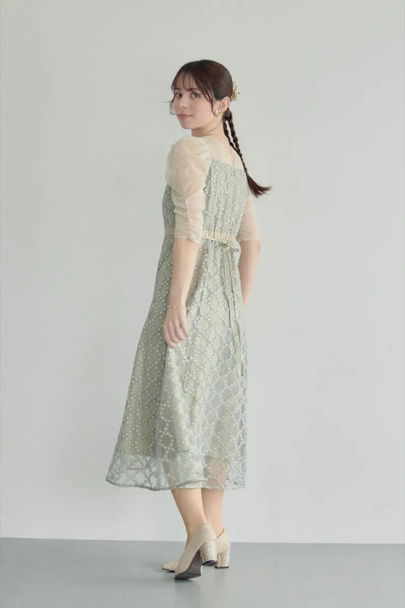グリーンのダイヤフラワーレースドレス | Dorry doll | M | 結婚式