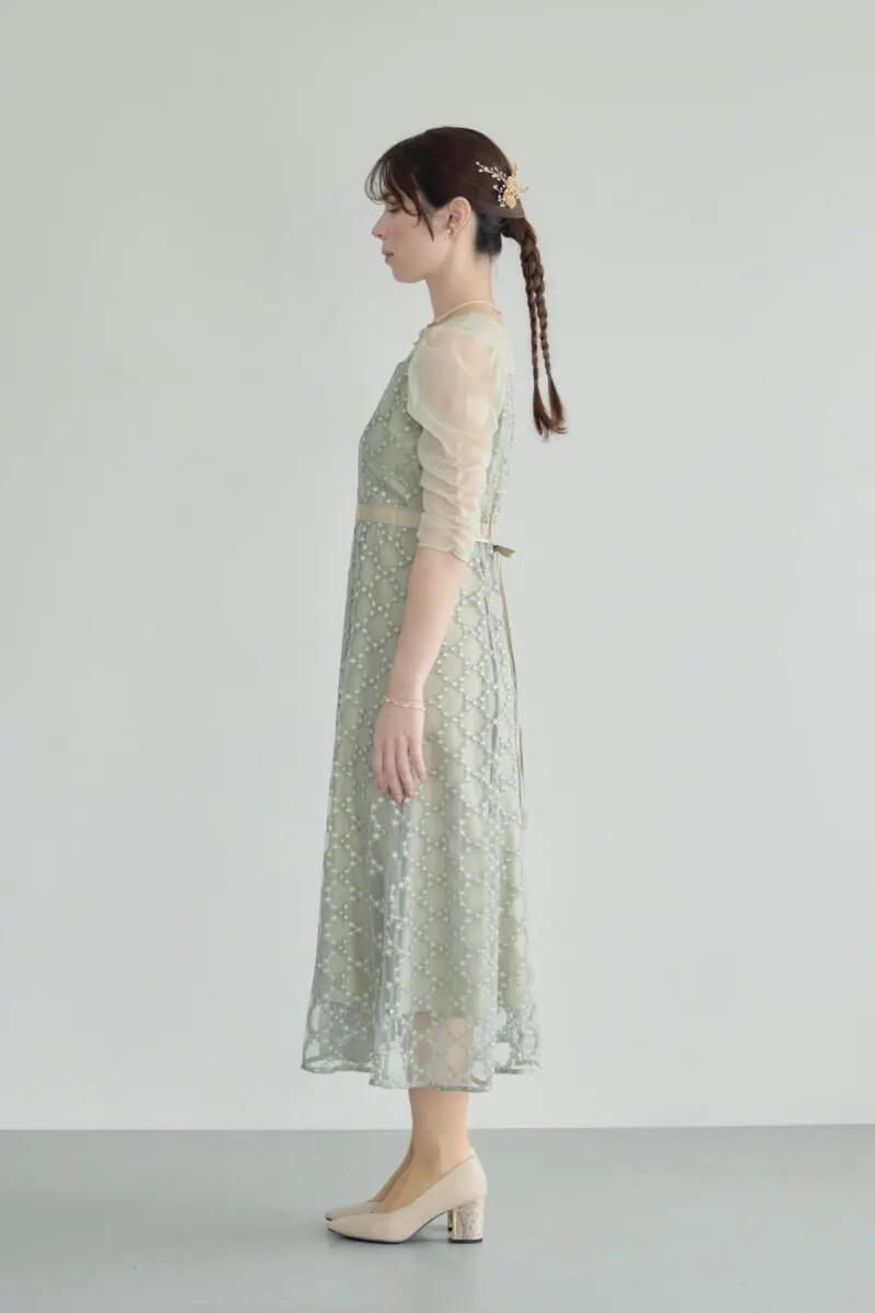 グリーンのダイヤフラワーレースドレス | Dorry doll | M | 結婚式