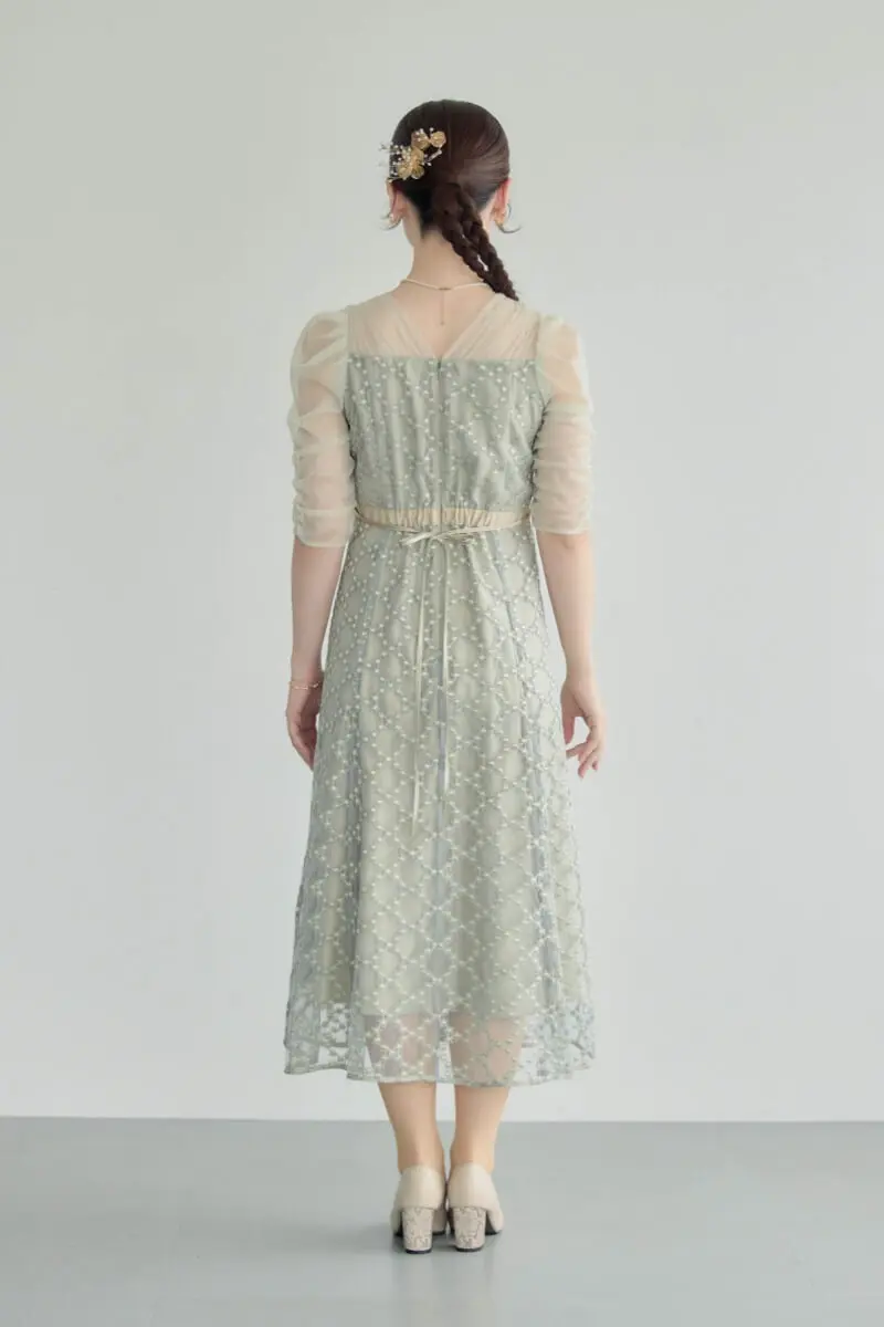 グリーンのダイヤフラワーレースドレス | Dorry doll | M | 結婚式