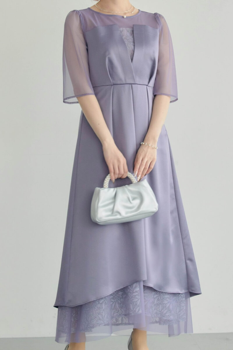 ブルーのシアーチュールビスチェドレスの商品画像10