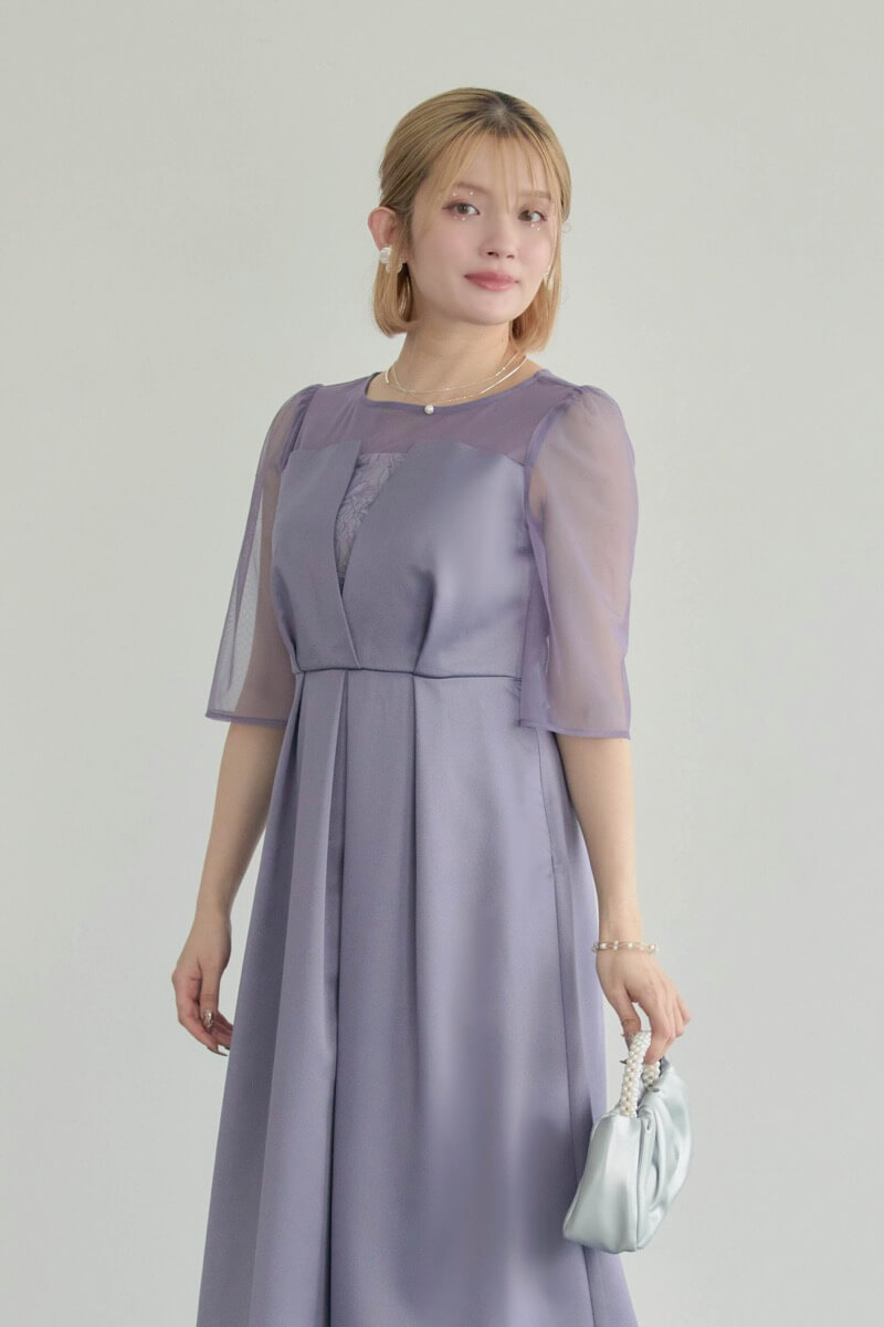 ブルーのシアーチュールビスチェドレスの商品画像12