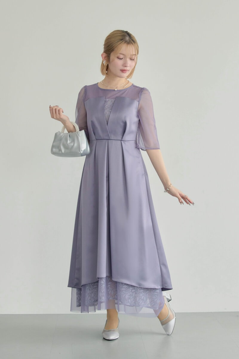 ブルーのシアーチュールビスチェドレスの商品画像2