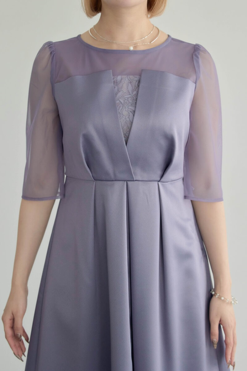 ブルーのシアーチュールビスチェドレスの商品画像5