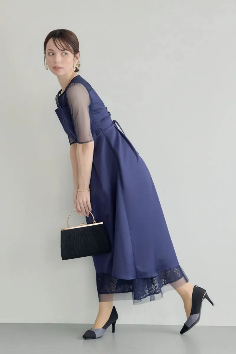 ネイビーのシアーチュールビスチェドレス | Dorry doll | M | 結婚式