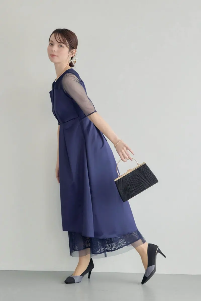 ネイビーのシアーチュールビスチェドレス | Dorry doll | M | 結婚式