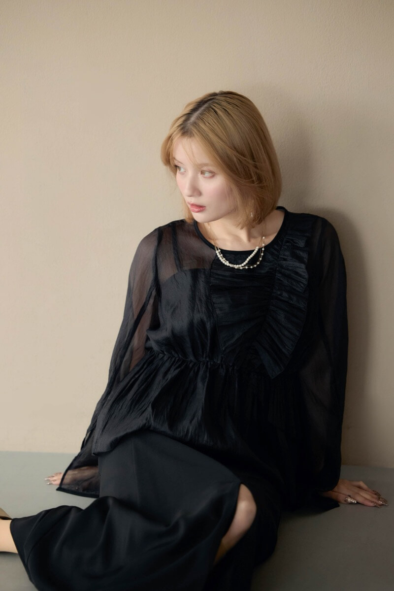 ブラックのフリルトップス付きドレス | select shop | M | 結婚式