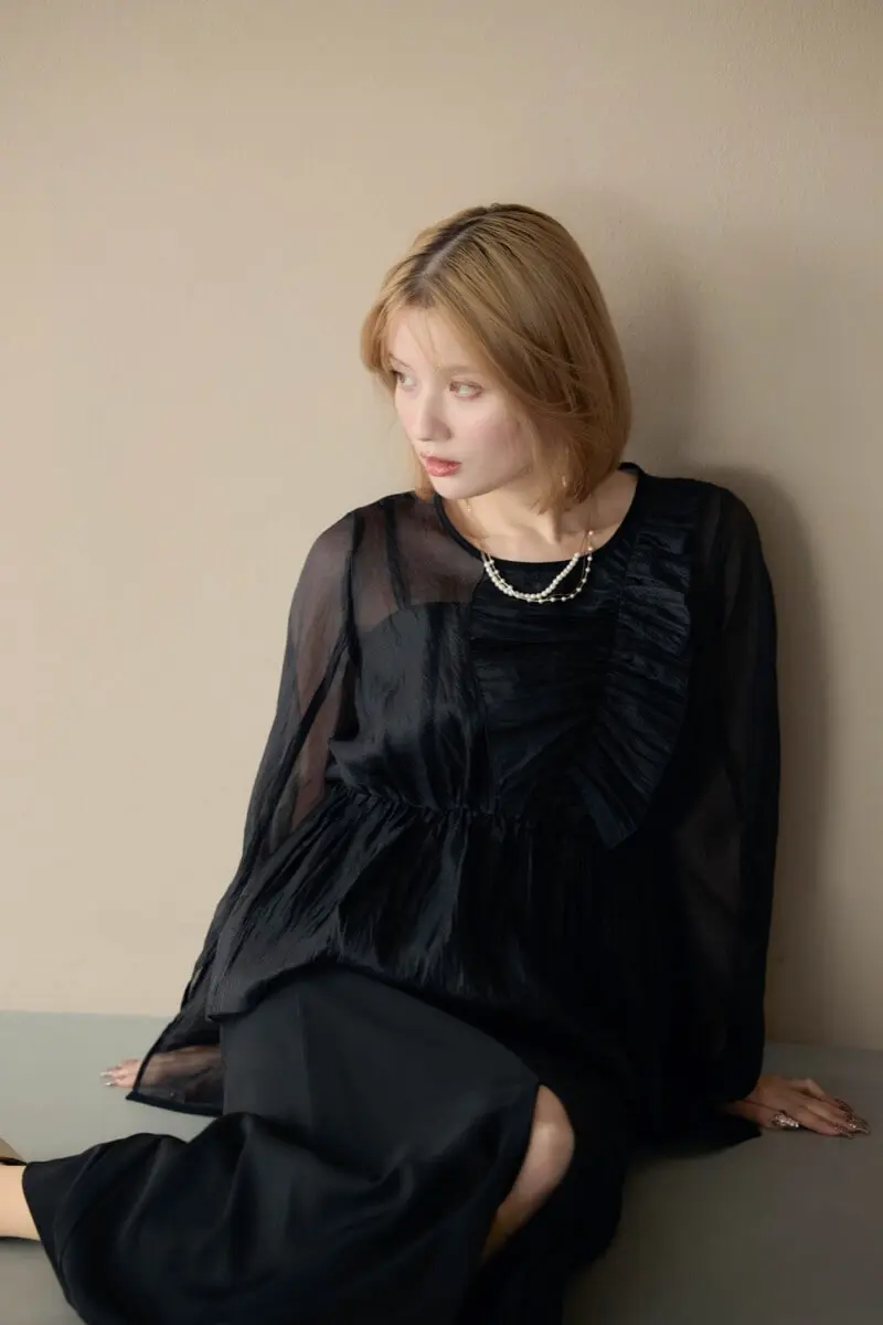 ブラックのフリルトップス付きドレス | select shop | M | 結婚式