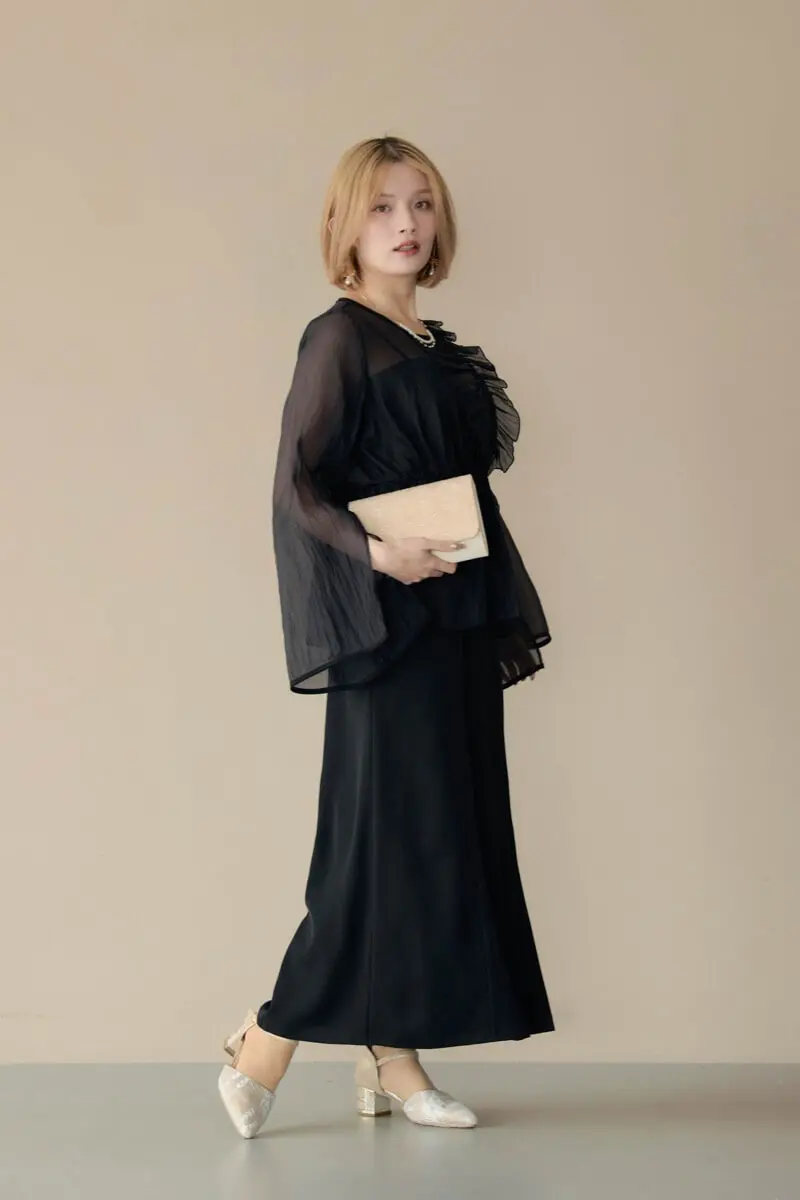 ブラックのフリルトップス付きドレス | select shop | M | 結婚式