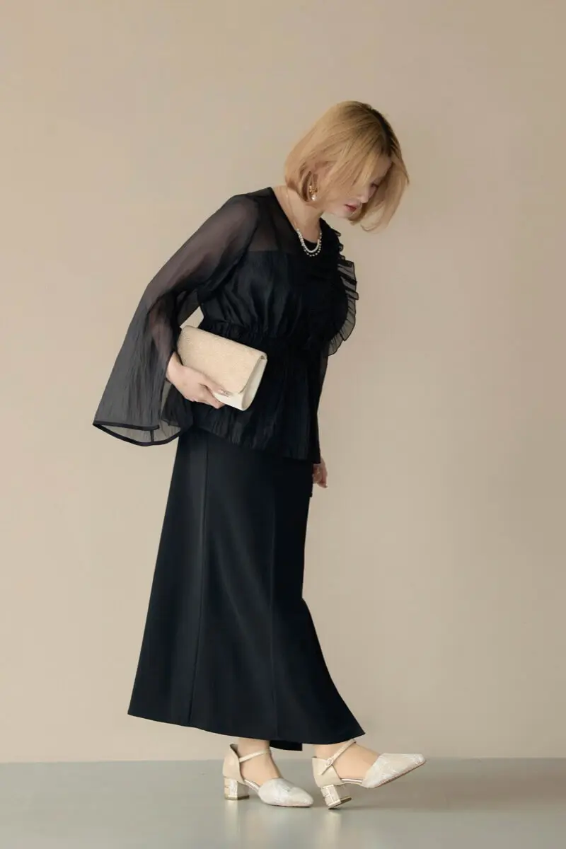 ブラックのフリルトップス付きドレス | select shop | M | 結婚式