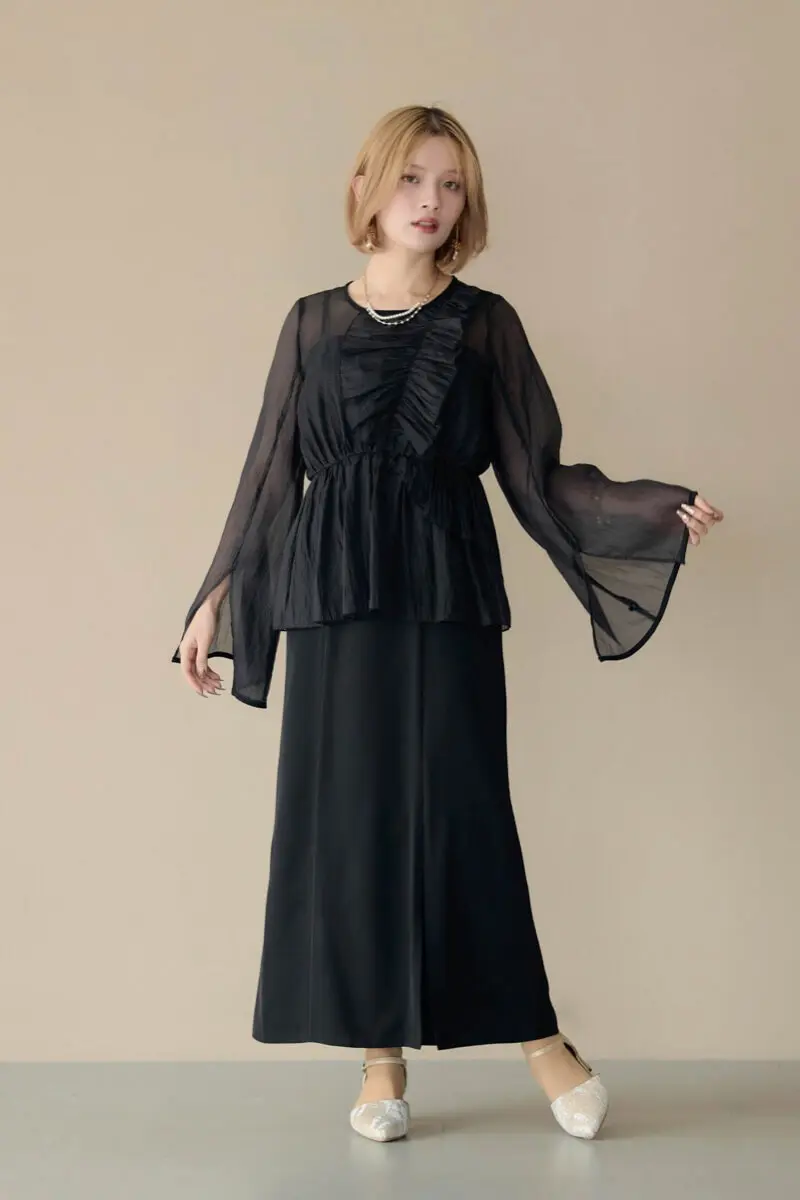 ブラックのフリルトップス付きドレス | select shop | M | 結婚式