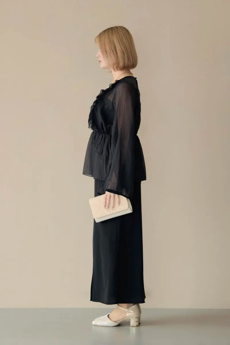 ブラックのフリルトップス付きドレス | select shop | M | 結婚式