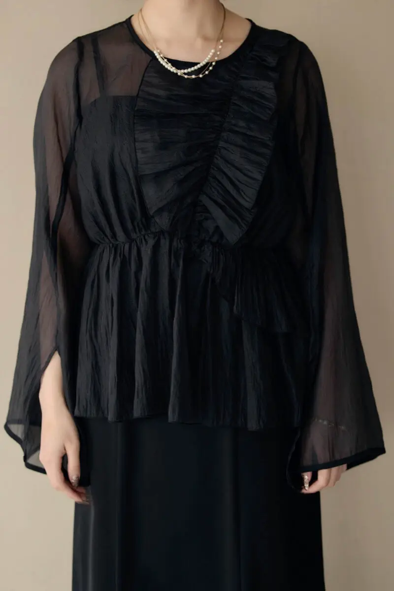 ブラックのフリルトップス付きドレス | select shop | M | 結婚式