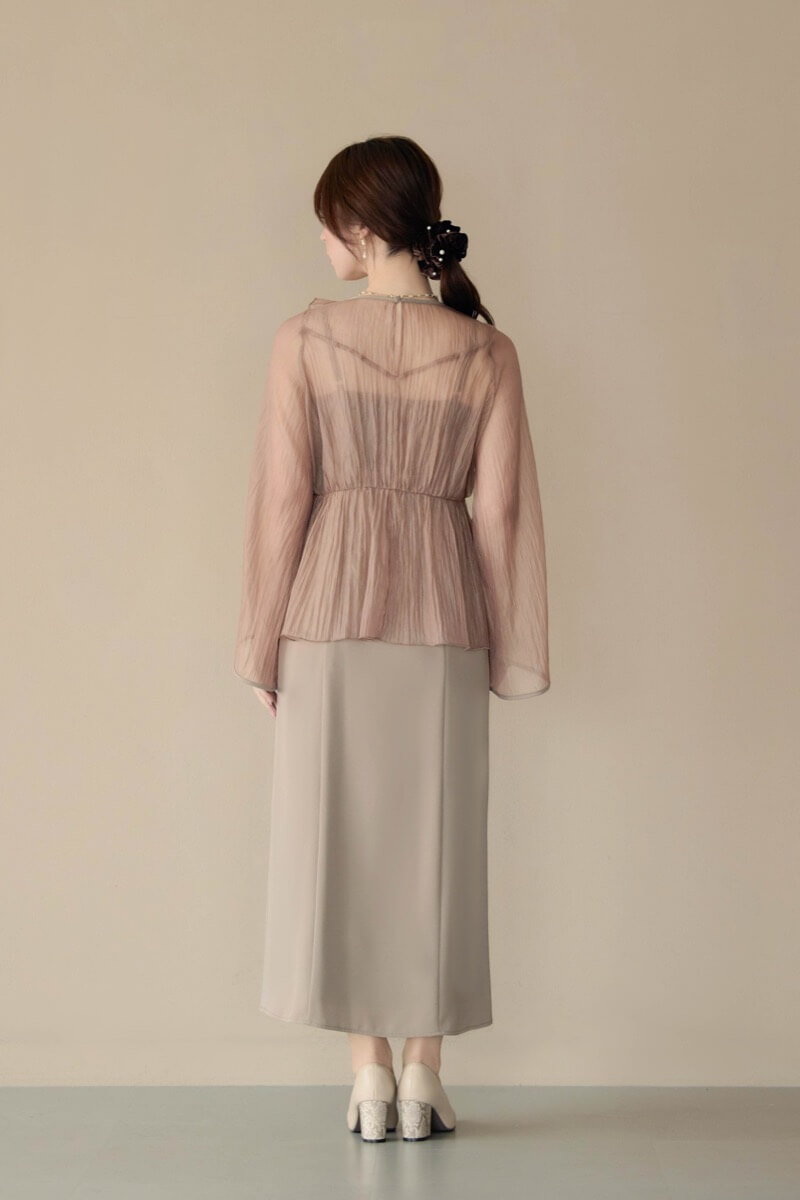 アッシュブラウンのフリルトップス付きドレスの商品画像4