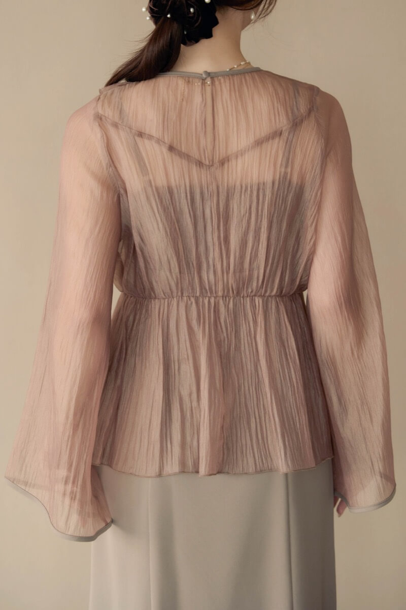 アッシュブラウンのフリルトップス付きドレスの商品画像6