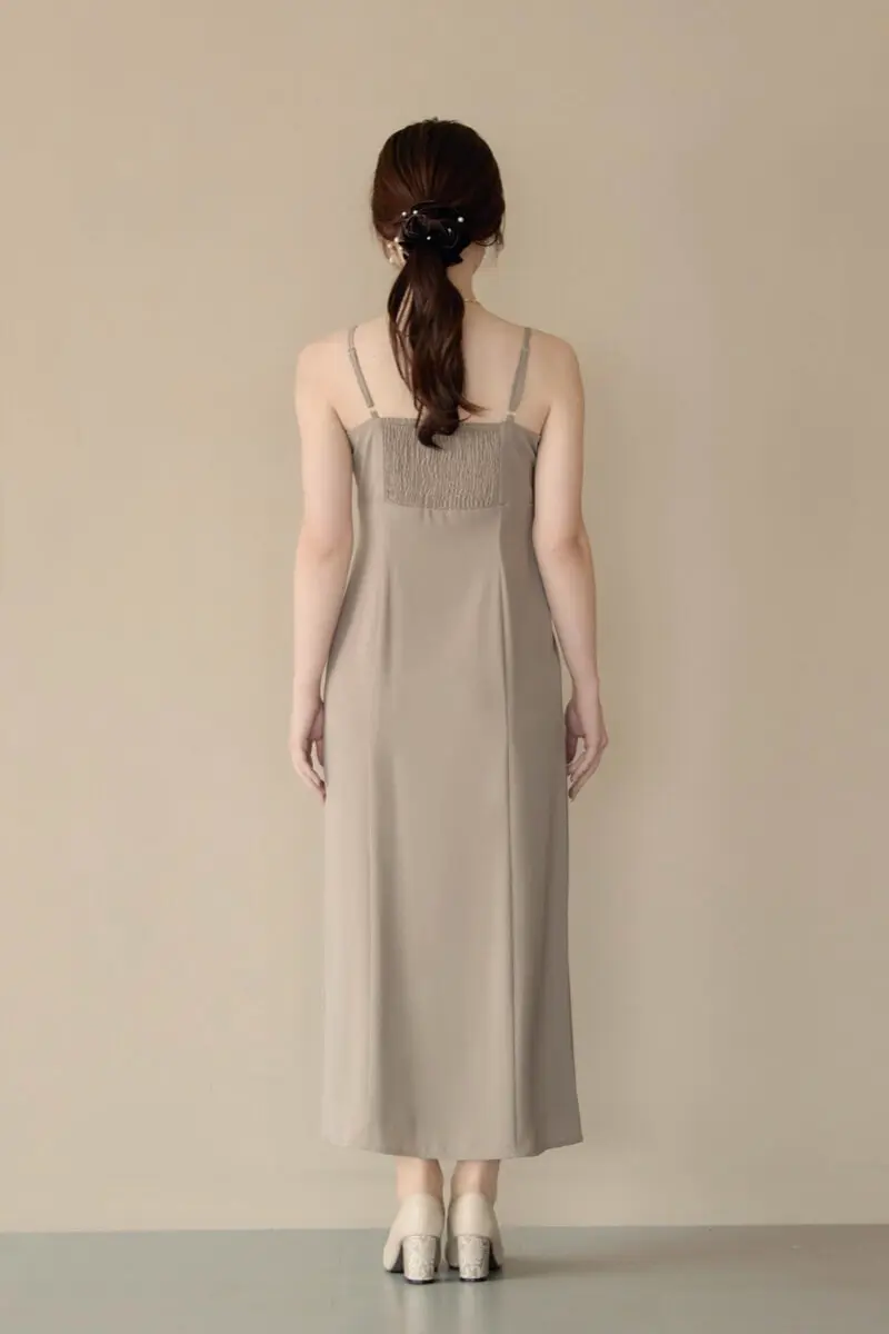アッシュブラウンのフリルトップス付きドレス | select shop | M