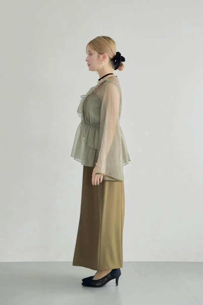 カーキのフリルトップス付きドレス | select shop | M | 結婚式