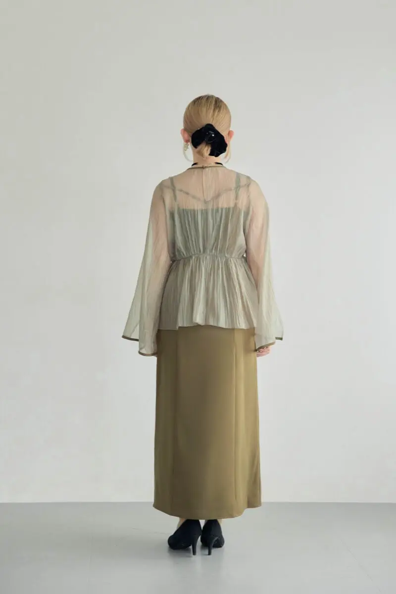 カーキのフリルトップス付きドレス | select shop | M | 結婚式