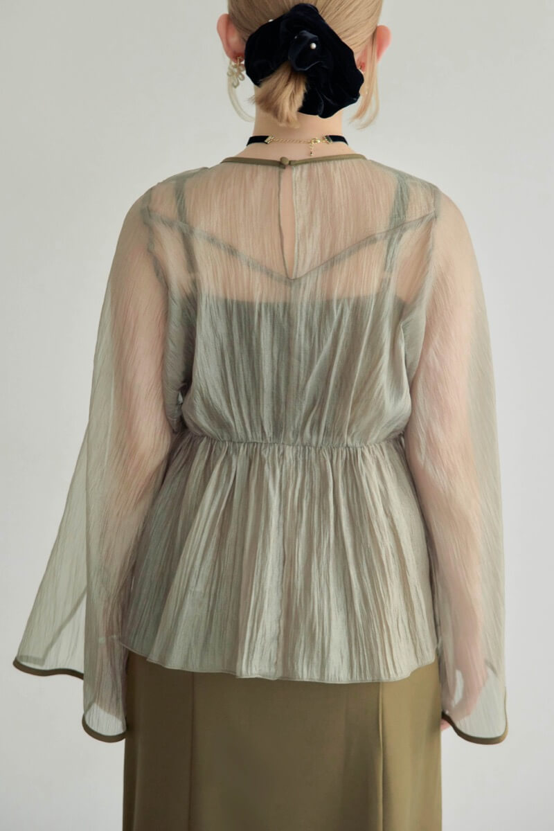 カーキのフリルトップス付きドレスの商品画像6