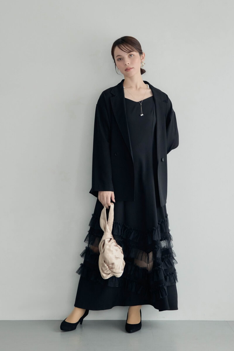 トランスペアレントヘムセットアップドレス LL 新品 未使用 niana ドレス トランスペアレントヘムセットアップドレス 2点セット