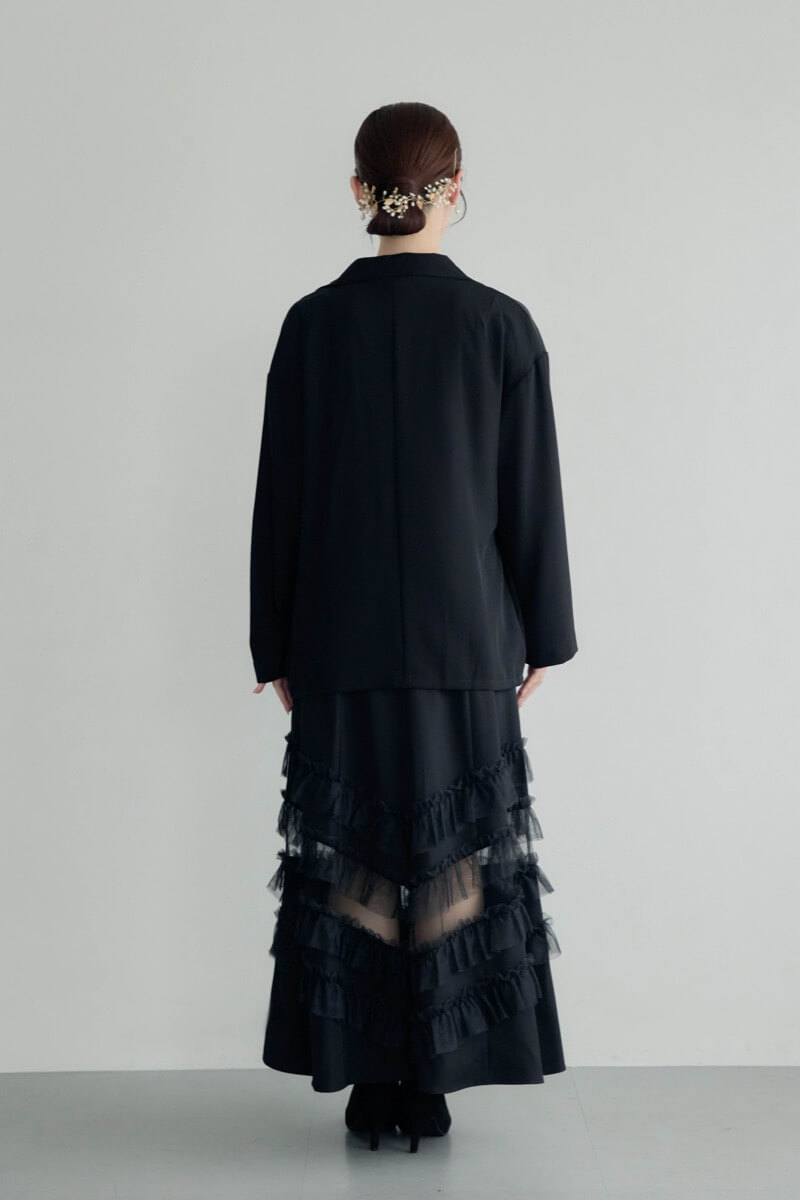 ブラックのトランスペアレントヘムセットアップドレスの商品画像4