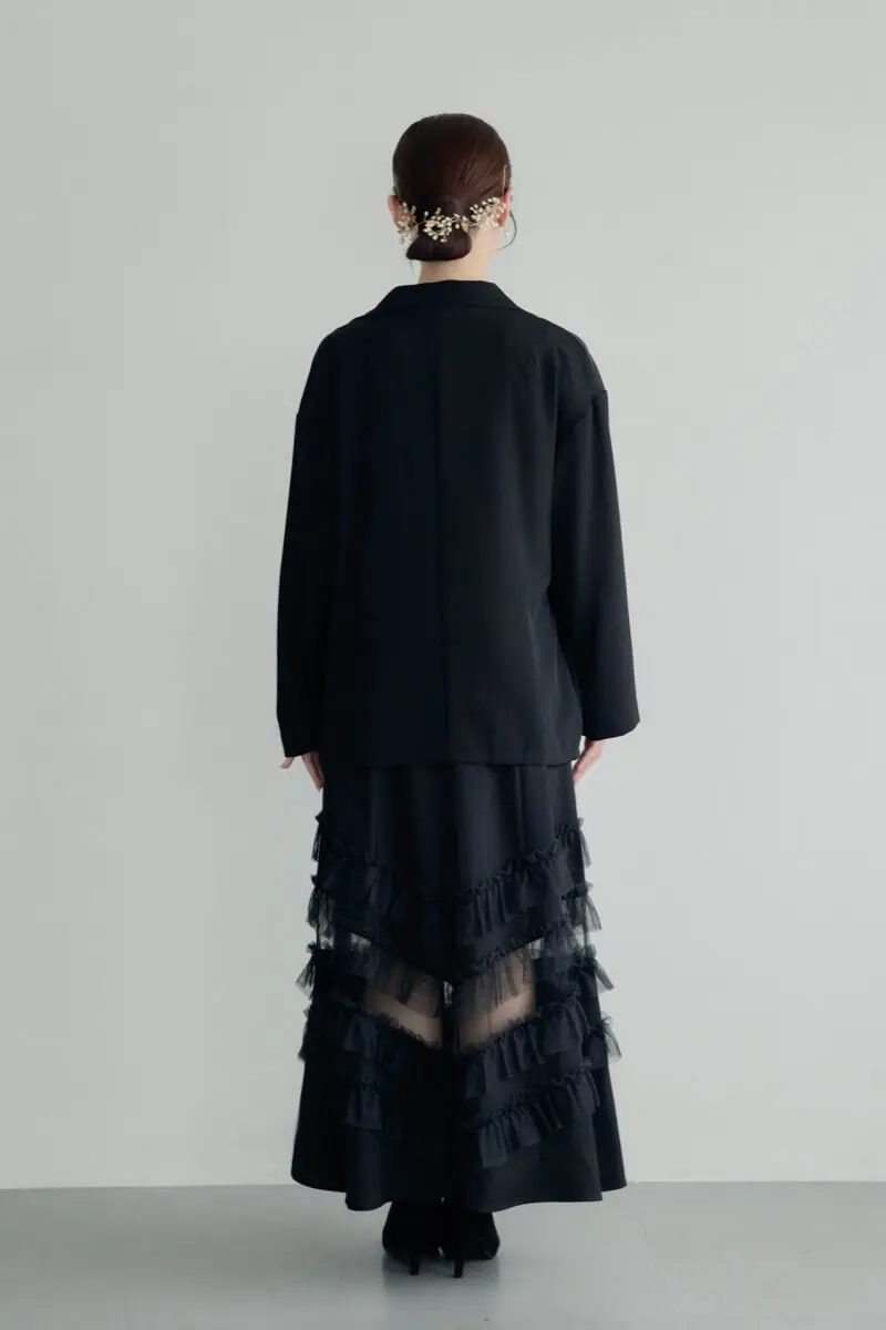 ブラックのトランスペアレントヘムセットアップドレス | et.UNiVER | M