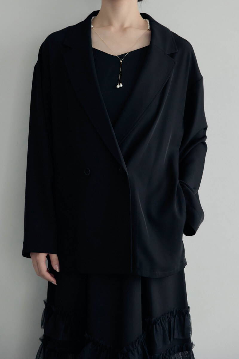 ブラックのトランスペアレントヘムセットアップドレスの商品画像5