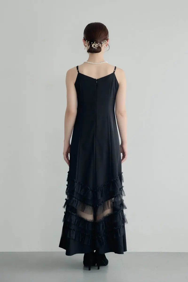 完売品 新品タグ付 et.univer トランスペアレントヘムセットアップドレス ブラックのトランスペアレントヘムセットアップドレス | et.UNiVER | M