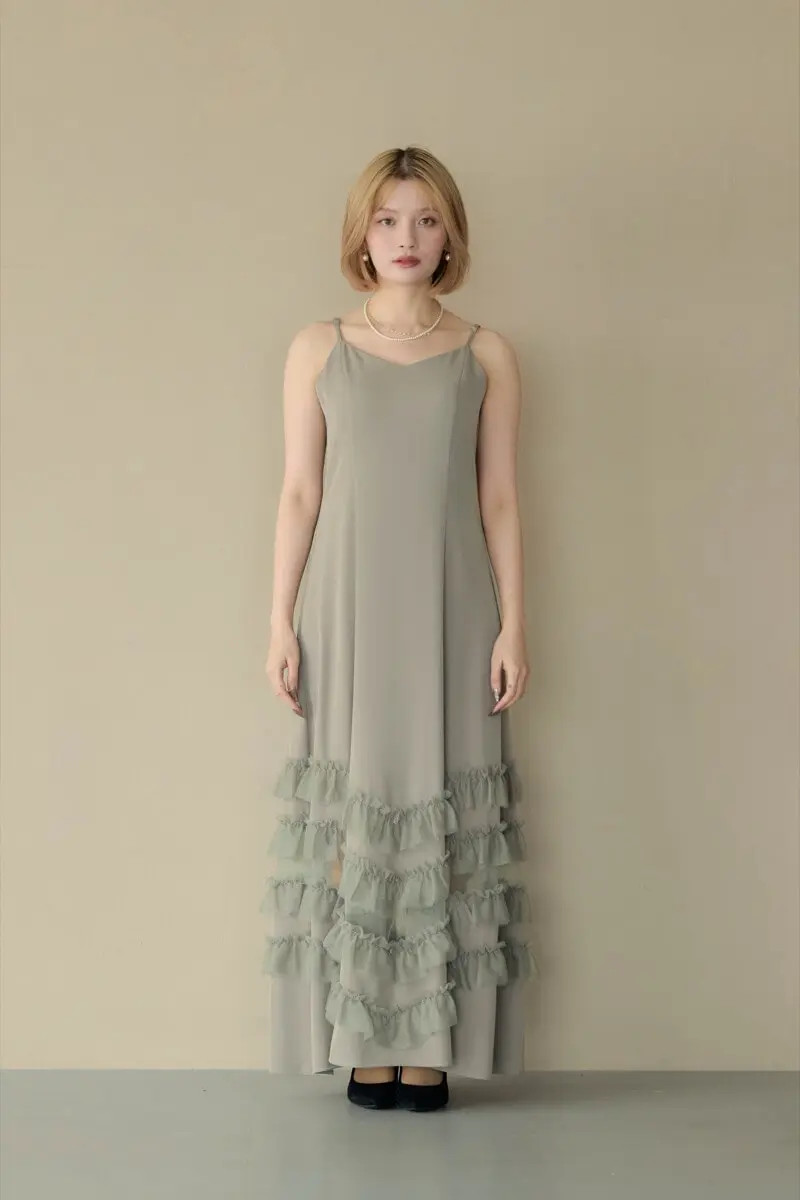 新品　niana トランスペアレントヘムセットアップドレス　グレージュ トランスペアレントヘムセットアップドレス 2点セット ジャケット