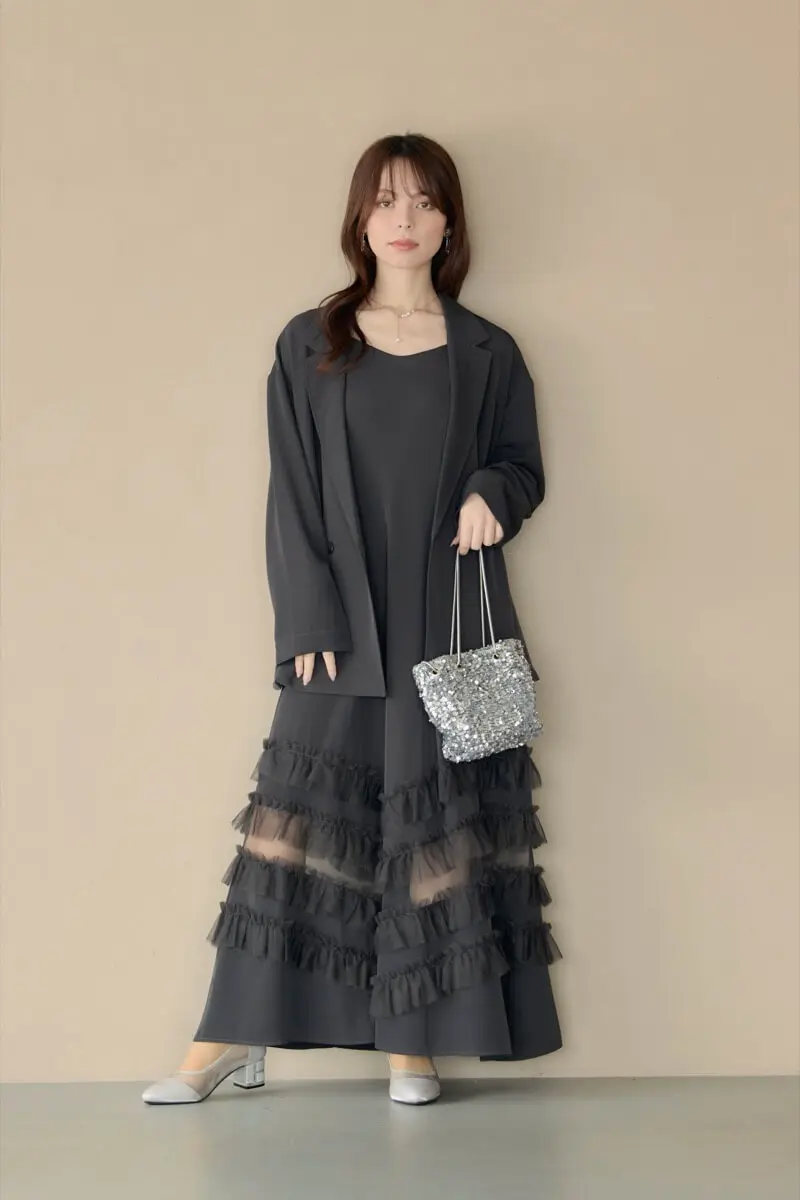 トランスペアレントヘムセットアップドレス LL 新品タグ付き未使用 niana（ニアナ） トランスペアレントヘムセットアップドレス