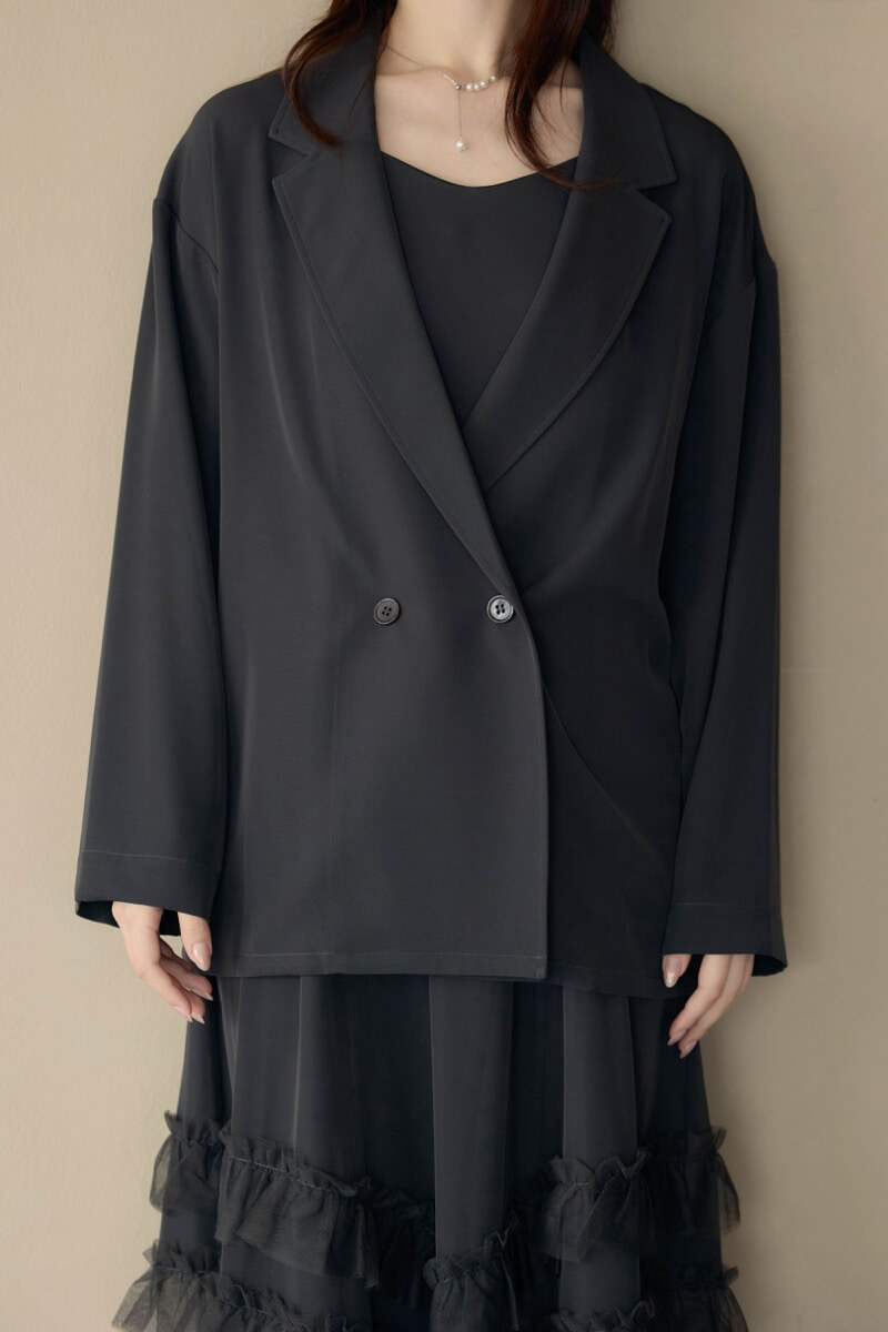 チャコールのトランスペアレントヘムセットアップドレスの商品画像5