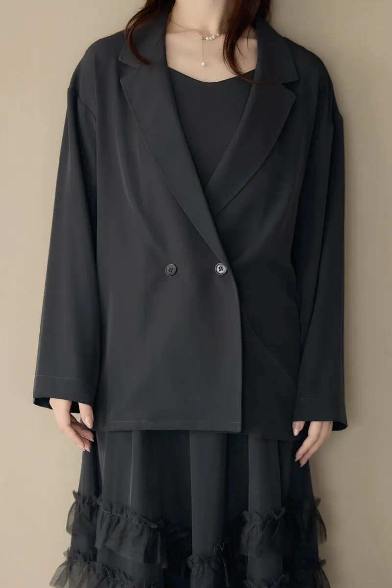 チャコールのトランスペアレントヘムセットアップドレス | et.UNiVER